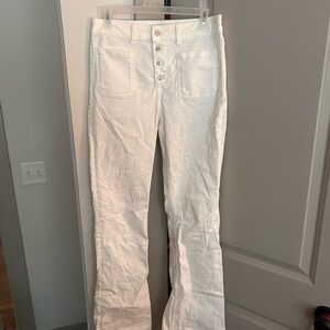 White Button-Fly Pants